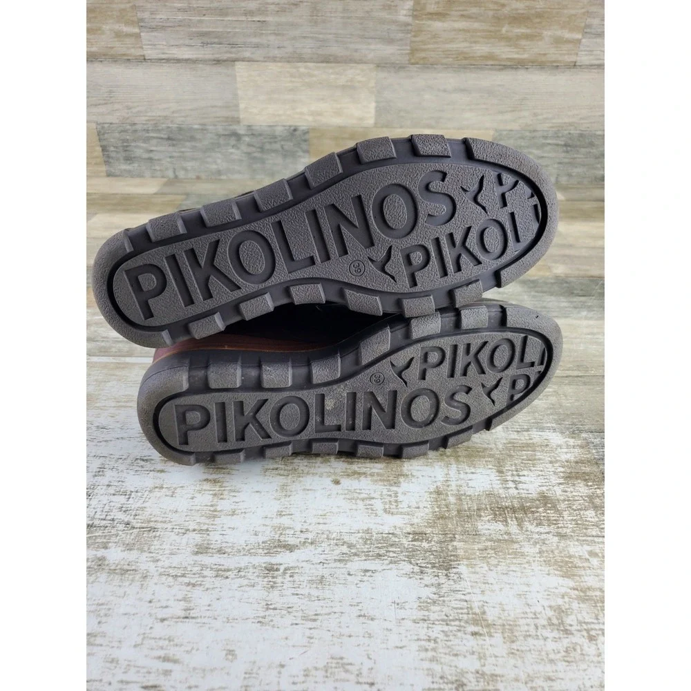 Pikolinos Sanlucar Womens Ankle Boots Sz 8.5 - 9 Lead Leather Buckle Side Zip